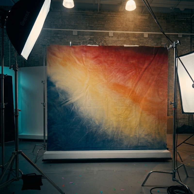 Hand painted canvas backdrop by Shania